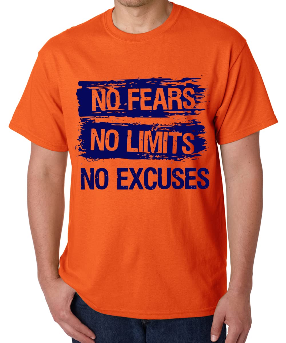 CaseriaMen's Round Neck Cotton Half Sleeved T-Shirt with Printed Graphics - No Fears No Limits