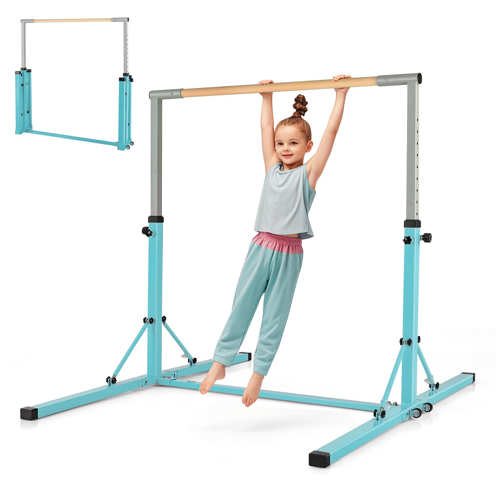 Barre De Gymnastique Extensible TuliperMood – Hauteur Réglable 115-155 Cm, Pour Enfants 3-8 Ans, Jusqu’à 80 Kg !