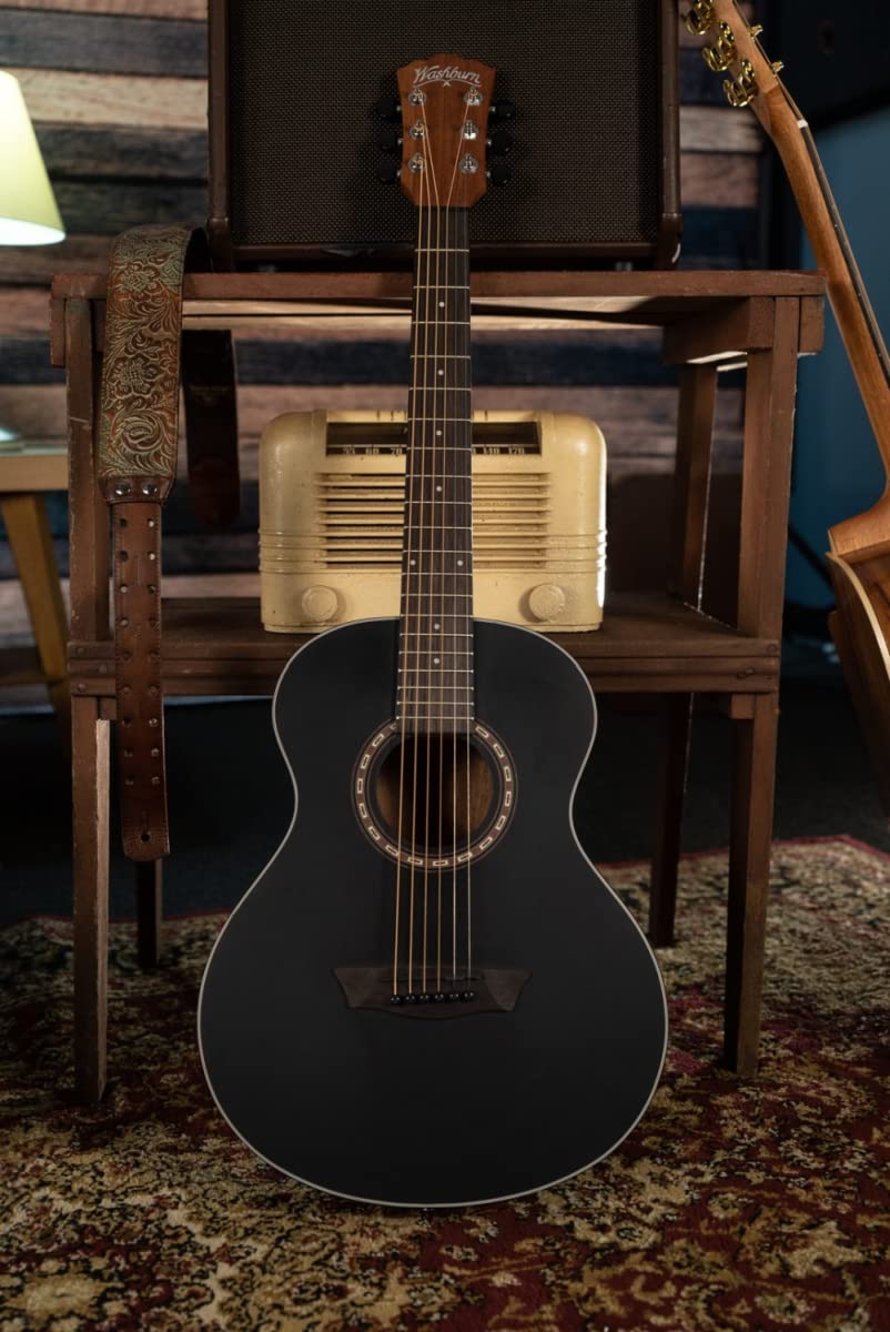 Washburn AGM5BMK-A Akustikgitarre, 6 Saiten, rechts, Schwarz