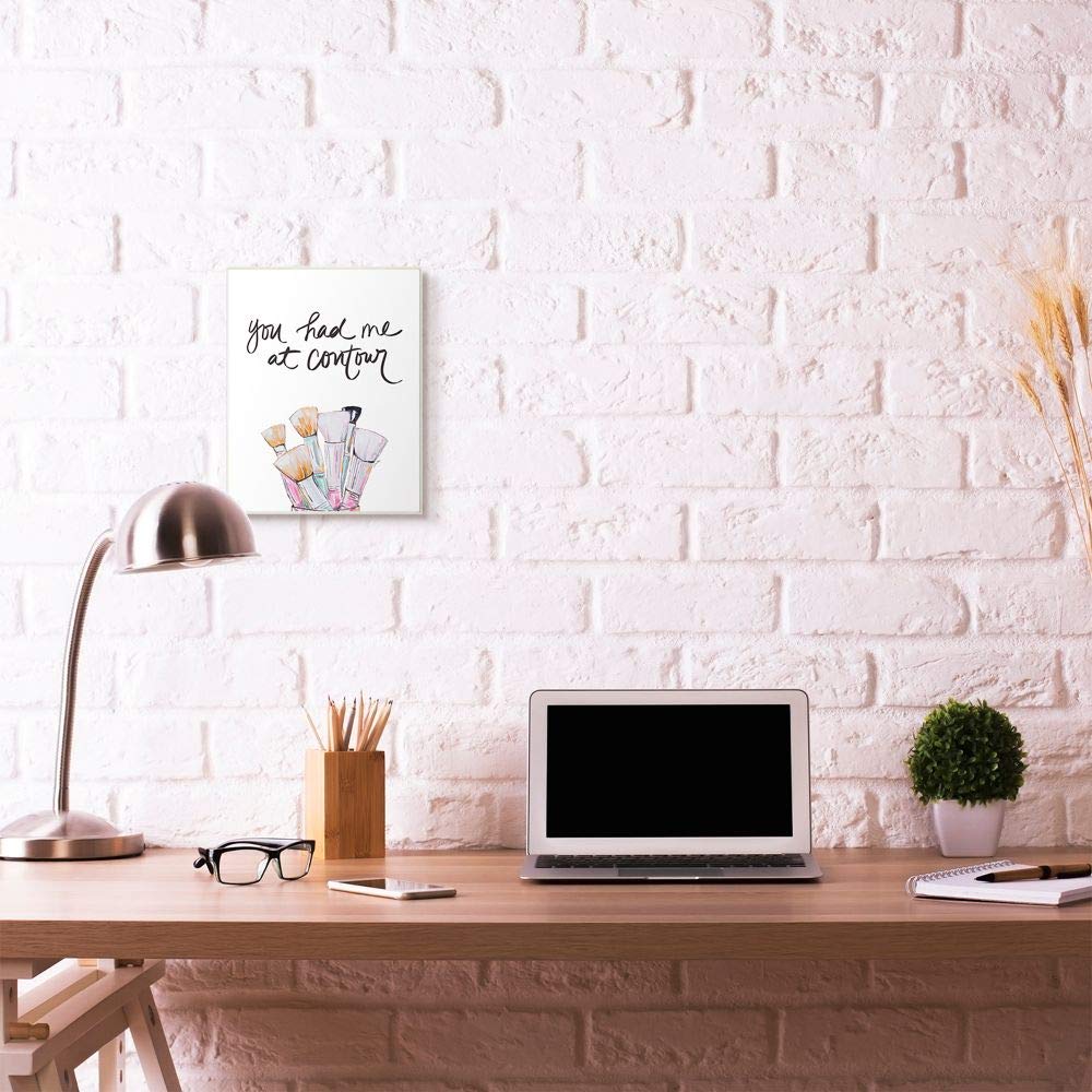 Stupell Industries Contour Makeup Fashion Modern Watercolor Word Design Carteles y Placas, Madera MDF, Multicolor