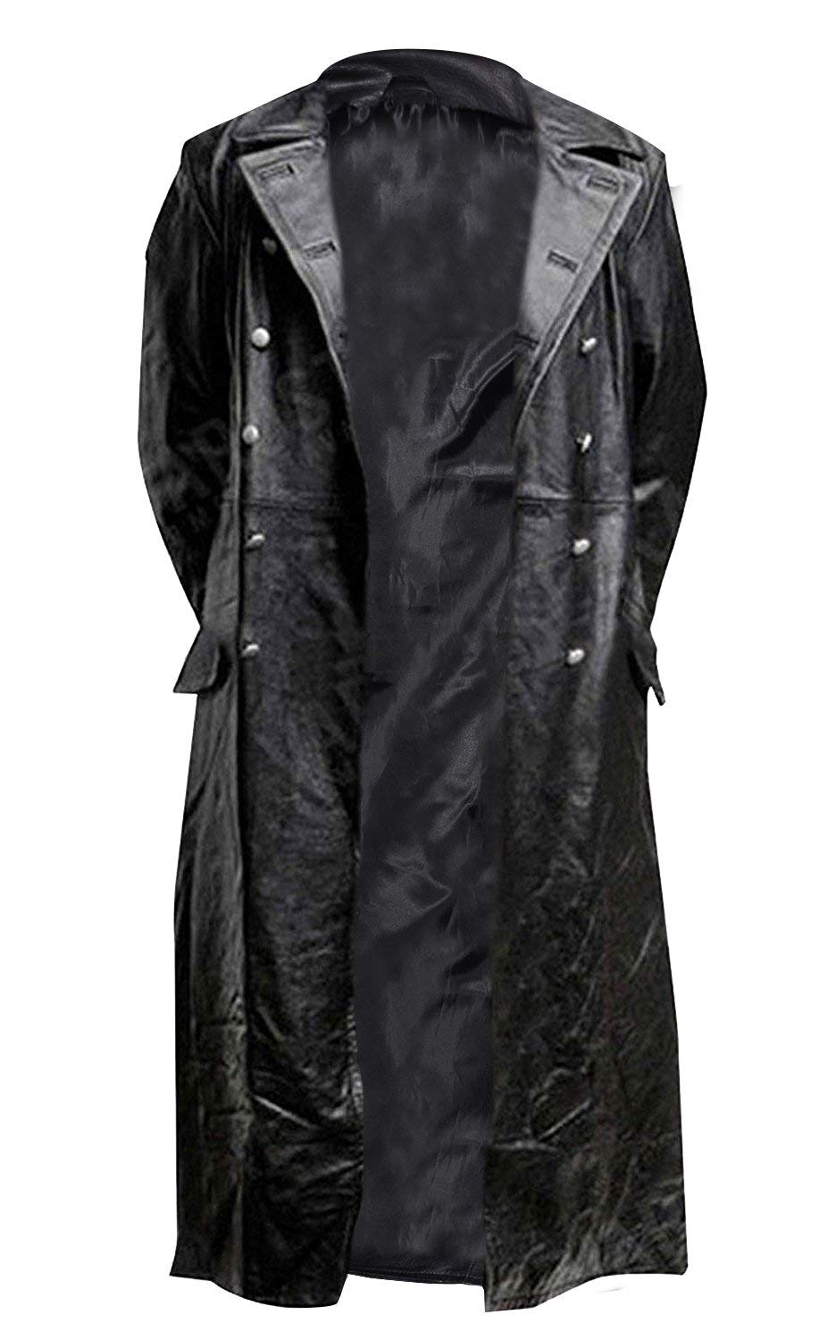 Chaqueta de gabardina cuero para hombre la Segunda Guerra Mundial alemán alemana uniforme capa larga