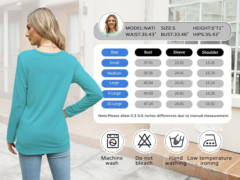 Miniatura 3 de Memorose Camisetas de manga larga para mujer, túnica de otoño, casual, a la moda, cuello redondo, camiseta básica