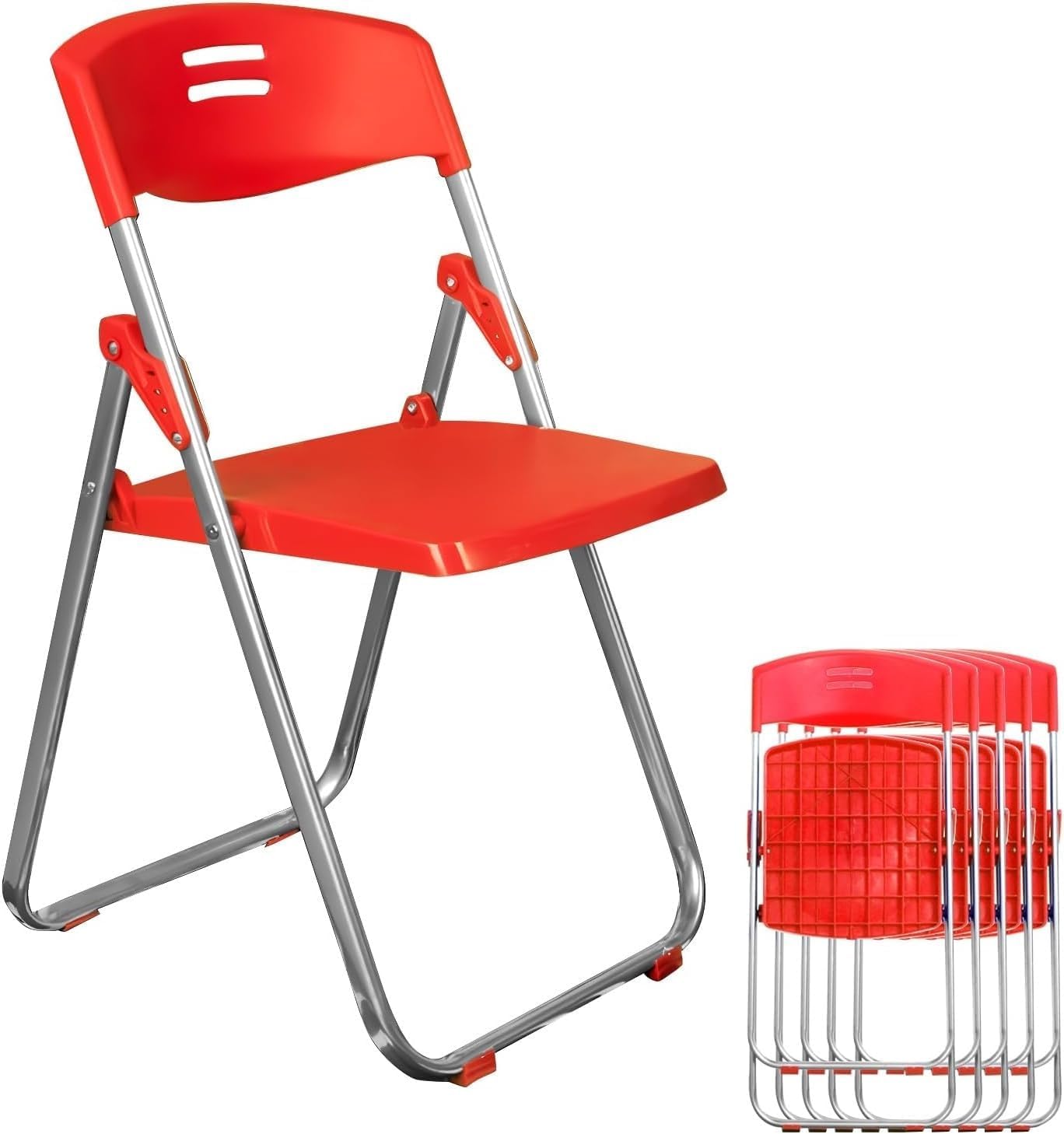 6 Pack Plastic Folding Chairs, Indoor Outdoor Portable Stackable Commercial Seat Capacity for Events Office(Black)