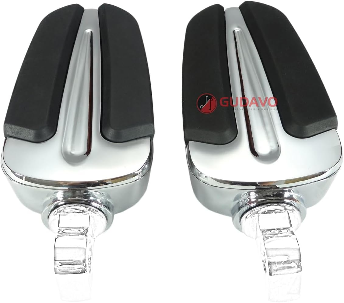 Motorcycle Chrome Aluminum Foot Pegs for front driver foot pegs compatible with Harley-Davidson Breakout (FXBR): (2018-2019; 2023) (GI chrome,Front)