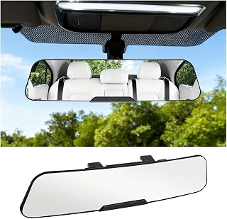 Car Rearview Mirror, 11.97 x 2.87" Panoramic Wide Angle HD Clear Convex Vehicle Rear View Mirror, Clip-on Auto Rearview Accessories to Reduce Blind Spot, Universal for Sedan Truck SUV