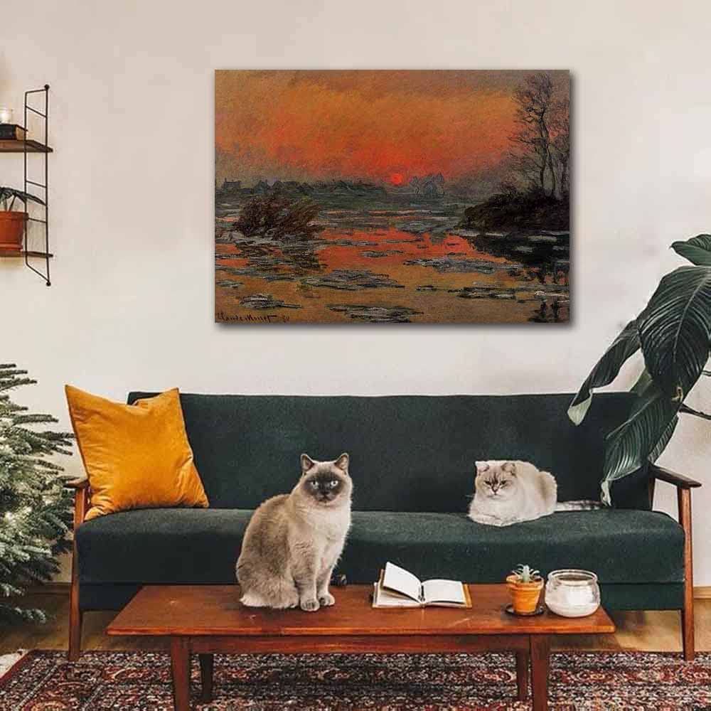 Amazon.co.jp: クロード・モネ-Sunset on the Seine 絵画 インテリア