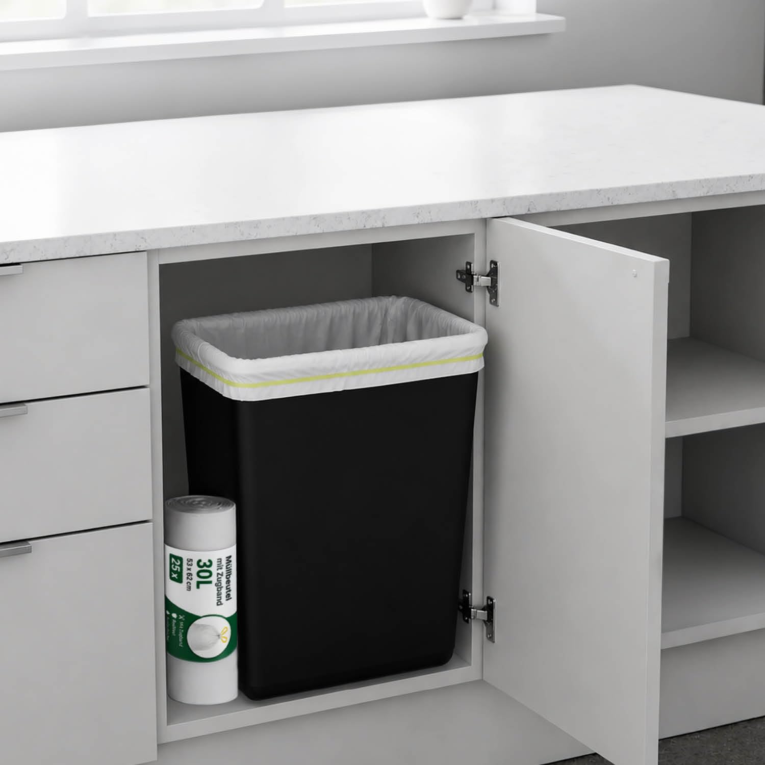 com-four® 675x Müllbeutel mit Zugband 30 Liter - reißfeste Abfallsäcke - Mülltüten flüssigkeitsdicht - Müllsäcke für Haushalt, Gastronomie und Gewerbe - 25 Stück pro Rolle (30 Liter - 675 Stück)