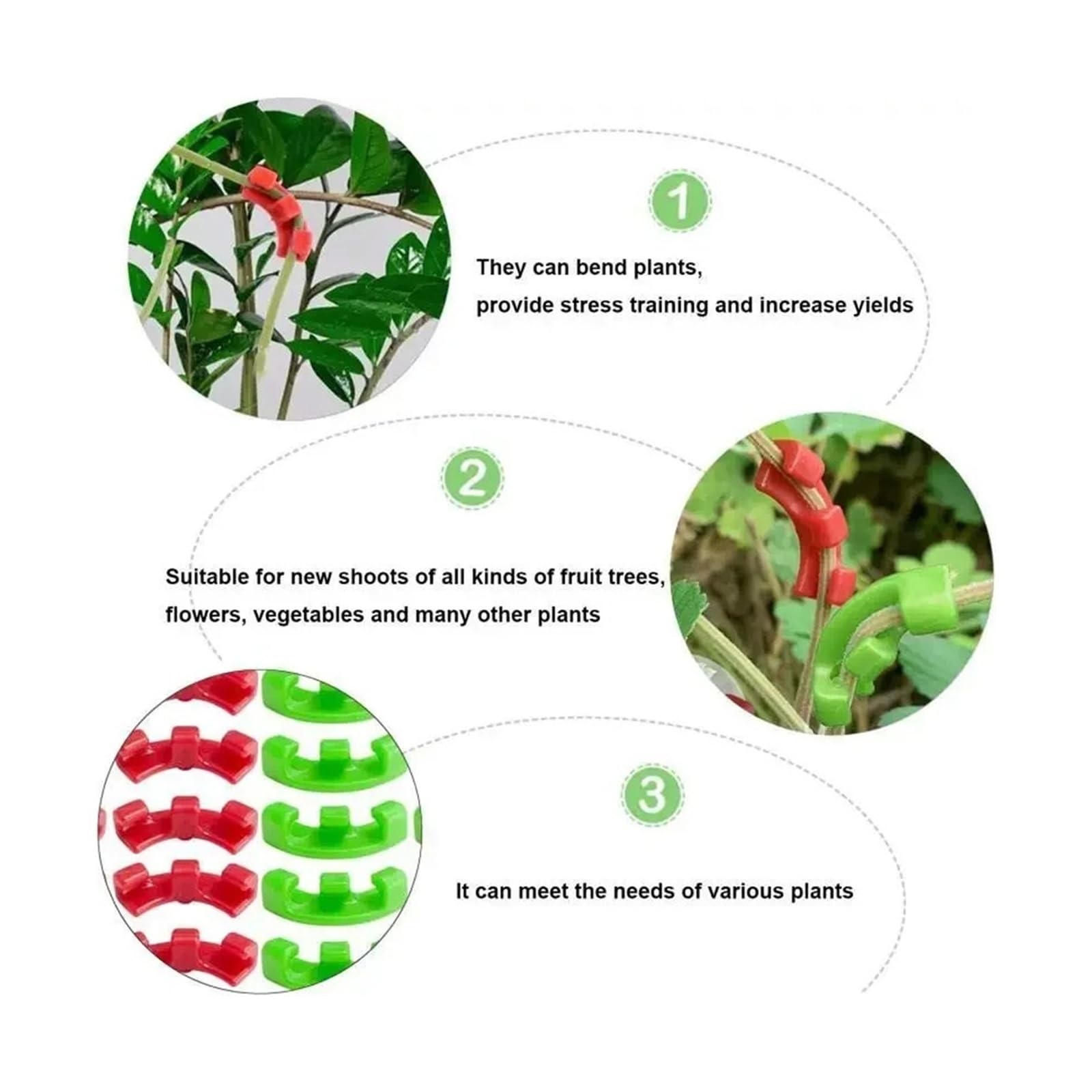 Generico 10-100 Clip for piegatrici di Piante da 90 Gradi, Attrezzi Giardino for Allenamento a Basso Stress