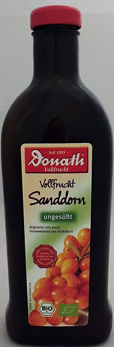 Donath Vollfrucht Sanddorn ungesüßt bio, 3 x 500ml