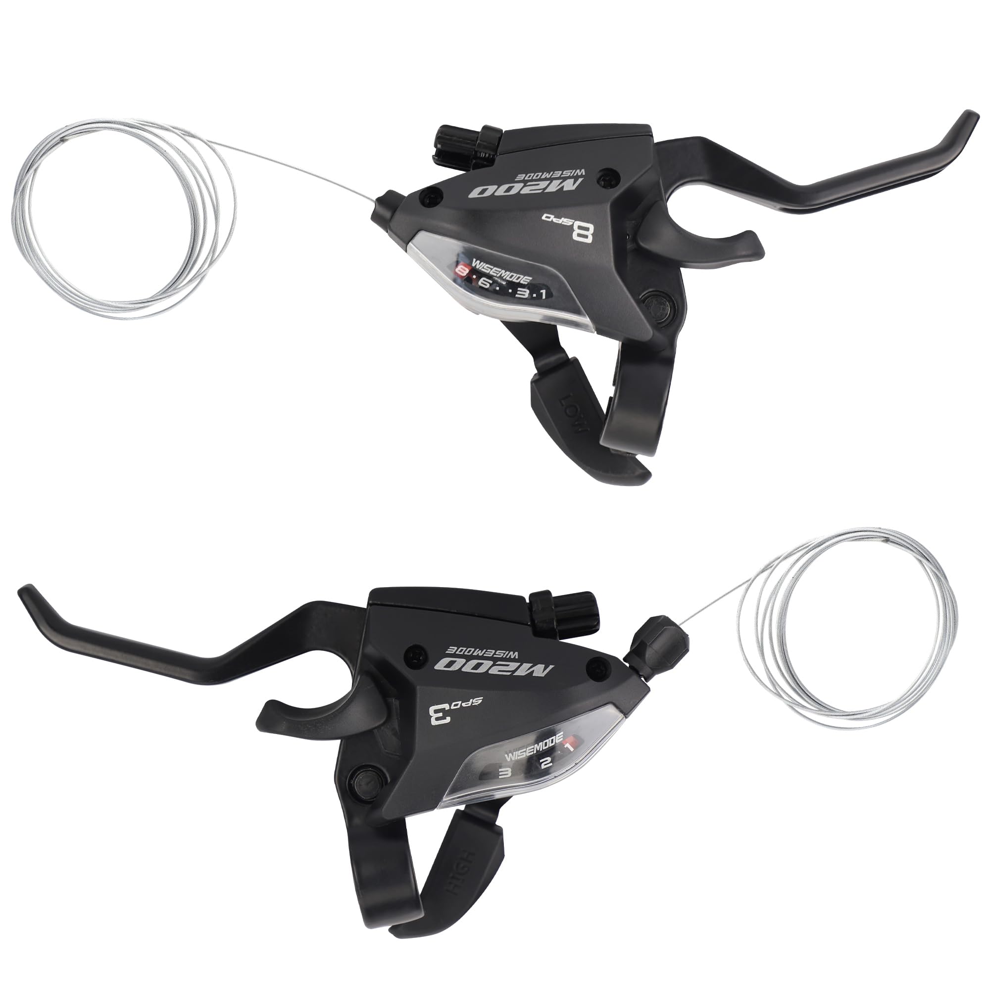 MEGHNA Bike Shifter Set 3 x 7/3 x 8 Speed Thumb Gear Shifters Left and Right Bike Shifter Grip Shifter 24 Speed for Mountain Bike Cruiser Bike Folding