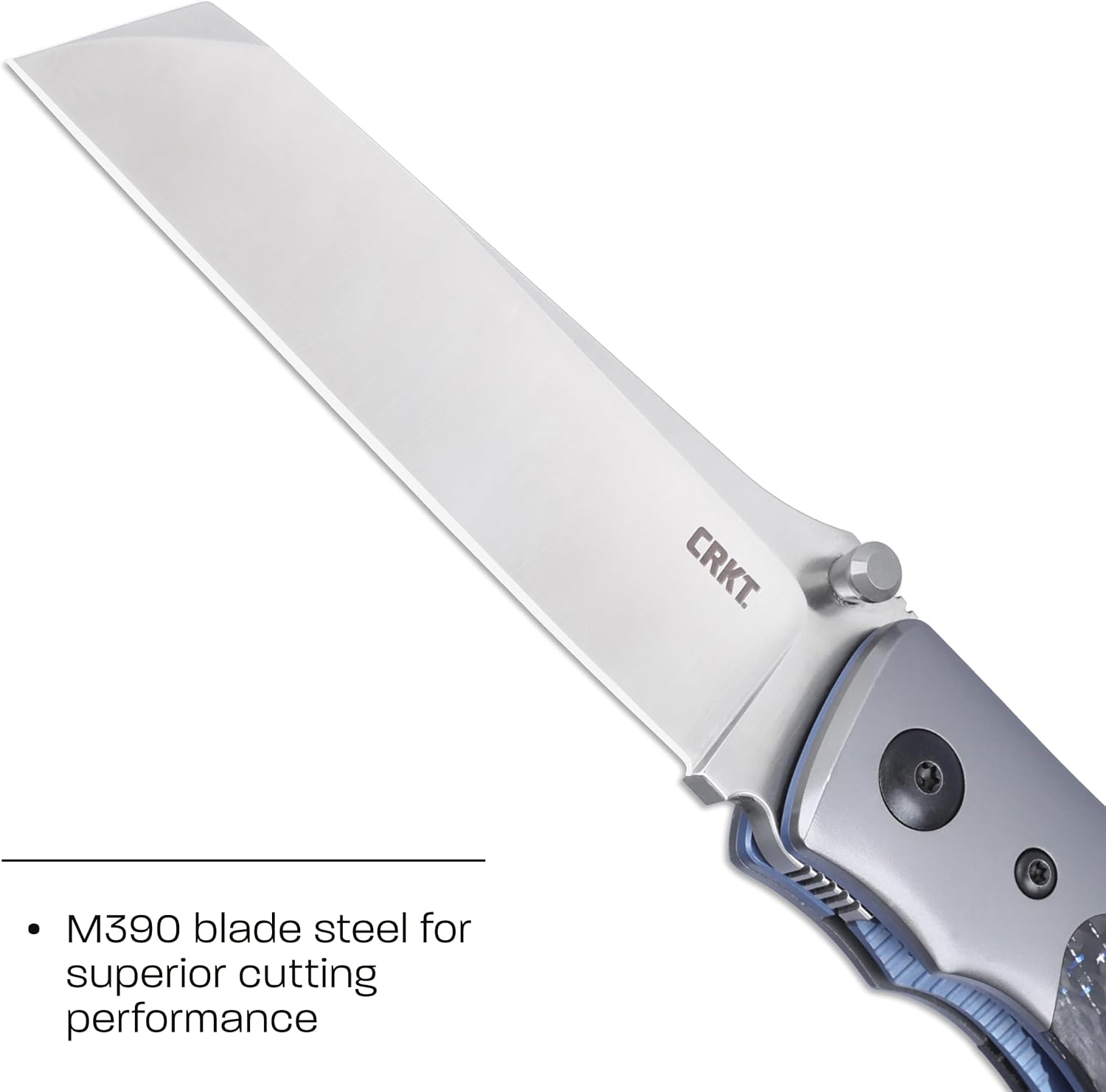 CRKT Obverse Everyday Carry Folding Knife: Sheepsfoot with M390 Steel Blade, Carbon Fiber Handle w/Titanium Bolster, Liner Lock, 7482