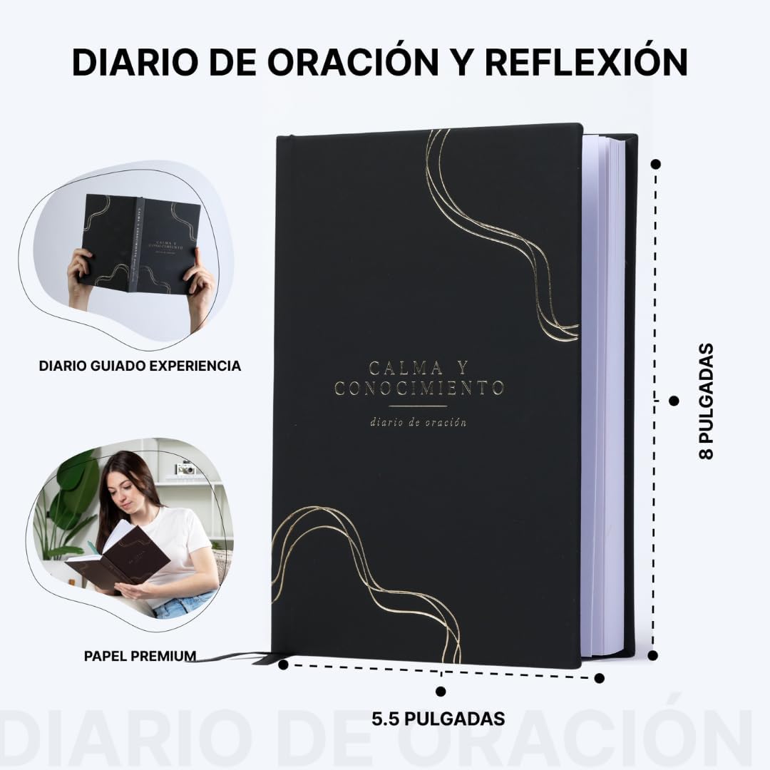 Spanish Prayer Journal Diario de Oración 2026 para Hombres y Mujeres: Escrituras Diarias, Seguimiento y Reflexión Bíblica, 5.5x8", Regalo Perfecto para Cristianos (Black)
