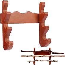 NBEADS 3-Tier Wooden Wand Display Stand Wall Mount, 18x7.9x18cm Wizard Wand Stand Display Wood Wand Holder Sword Stand Display Shelf for Collectibles Home Office Display Decoration, Saddle Brown