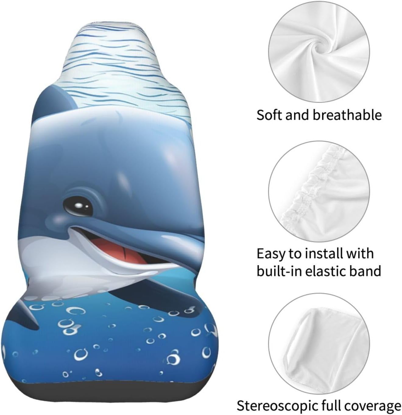 Baby Dolphin Car Seat Covers Universal Automotive Seat Covers Full Coverage Car Seat Protectors Auto Interior Covers for Most Cars SUV Sedans, 1, Black