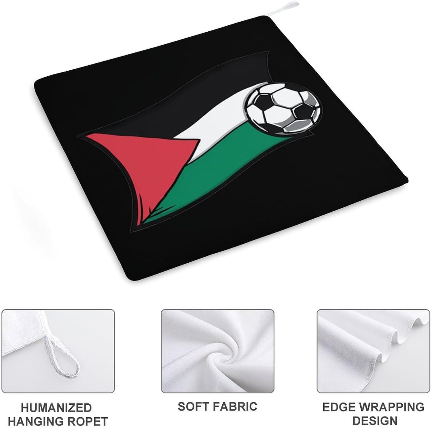 Palestine Flag Socceres Hand Towels for Bathroom Handkerchief | Absorbent,with Hanging Loop,Kitchen Towels,for Home Hotel,Soft