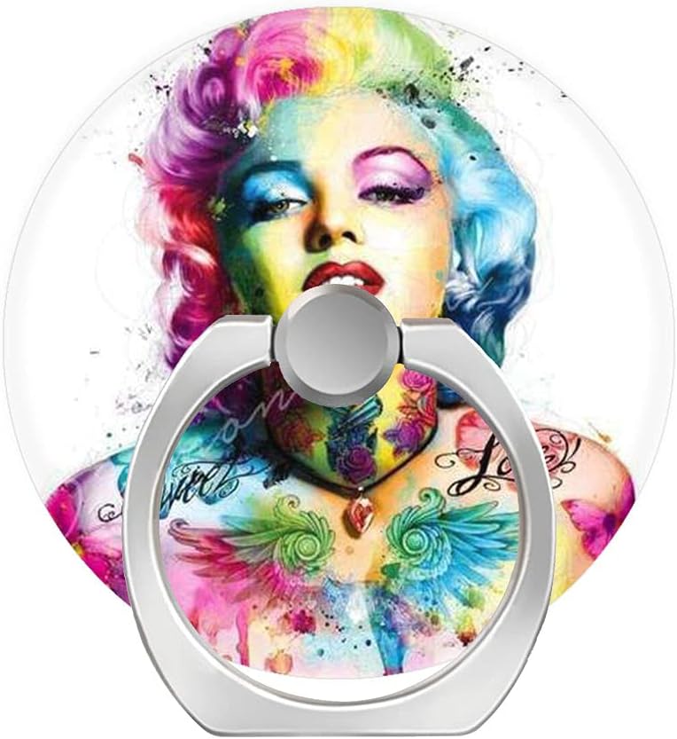 Cell Phone Ring Holder Finger Kickstand,360 Degree Rotation Stand Grip with Car Mount Compatible with All Smartphone - Marilyn Monroe Colorful Diamond Art