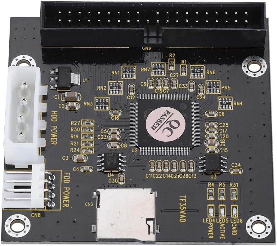 SD,SDHC,SDXC,MMC to IDE 40Pin 3.5in Male Memory Card Adapter, Mute Four Legged Computer Power Connector for DOS,Linux, MMC System Specification 2.0, etc