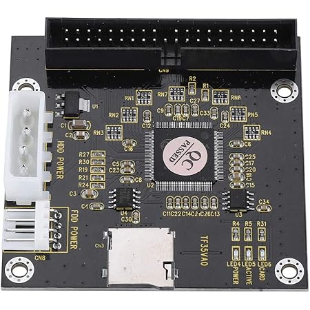 fosa SD/SDHC/SDXC/MMC to IDE 40Pin 3.5in Male Memory Card Adapter, Mute Four-Legged Computer Power Connector for DOS/Linux/Windows MMC System Specification 2.0, etc