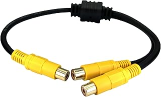 【カモン(COMON)製】RCAビデオ2分配ケーブル(メス←→メスx2)/0.3m【VDF-YF】