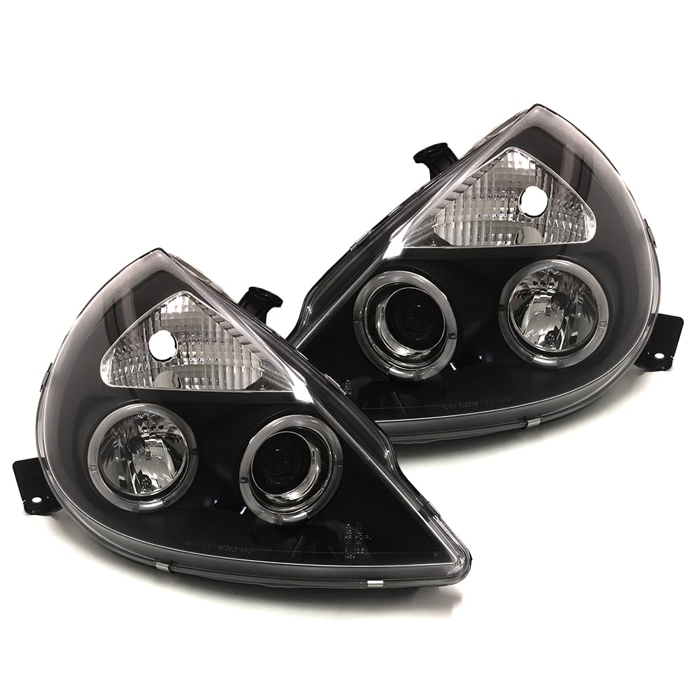 12070 - PHARES NOIRS FEUX ANNEAUX LED ANGEL EYES COMPATIBLE AVEC FORD KA 1996-2008