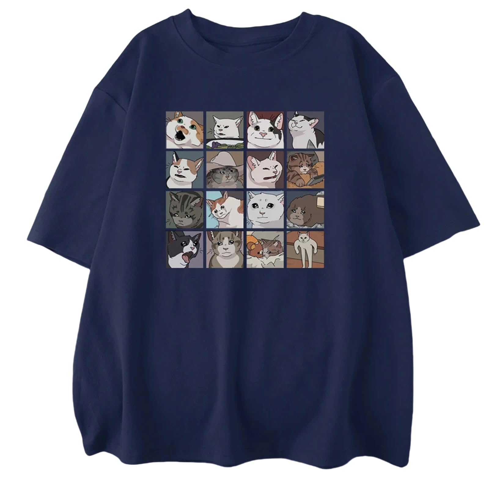 T-Shirt Homme Chat Puzzle Bleu Foncé XL Confortable et Respirant