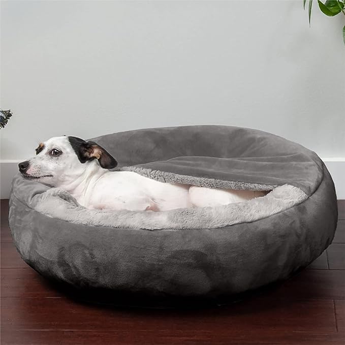 Cama para Perro y Gato 61 cm Semi Cubierta Material Suave miniatura 2