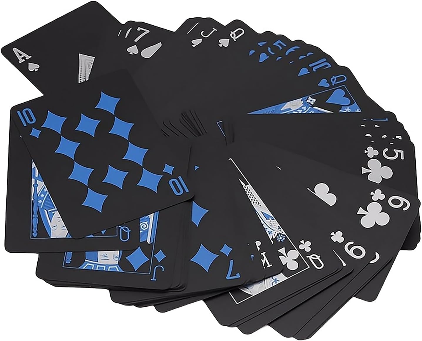 1pc Waterproof Plastic Poker Playing Cards PET Table Games Halloween/Thanksgiving Day (Blue x Silver)