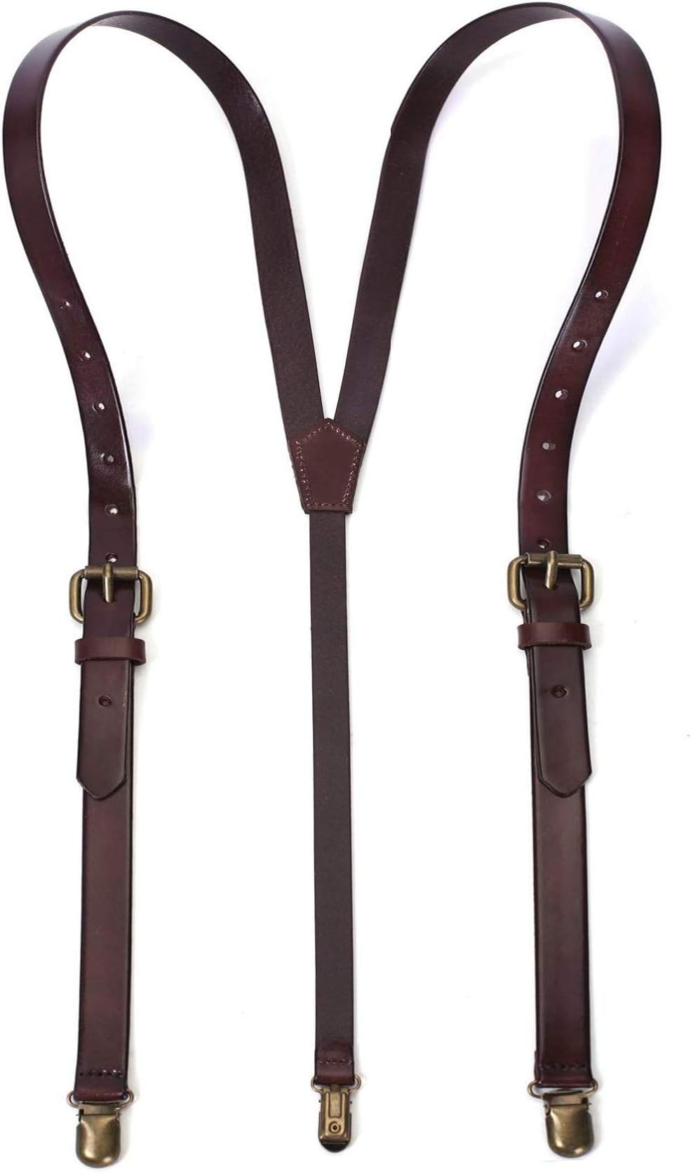 ROCKCOW Leather Suspenders For Men Y Back Adjustable Design Genuine Leather Suspenders groomsmen gifts