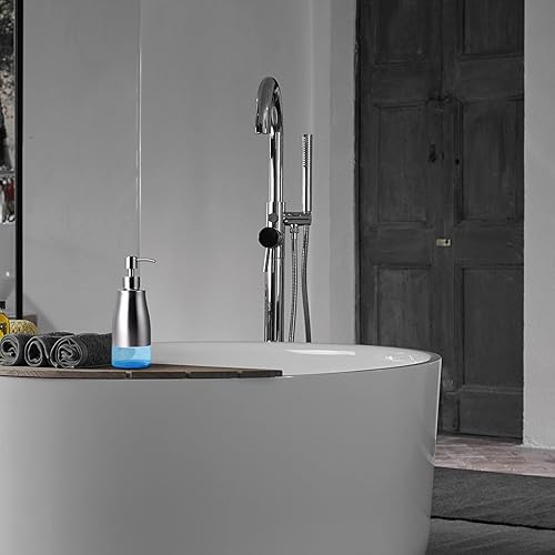 Miniatura 6 de Dispensador de Jabón LALA DOLCE con Cuerpo de Acero Inoxidable Cepillado y Acabado en Níquel, Revestimiento de Vidrio y Bomba de Mano para