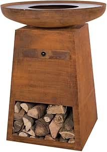 RED FIRE ORION Brazier and Grill - Rust-colored steel - Diameter 60 cm ...