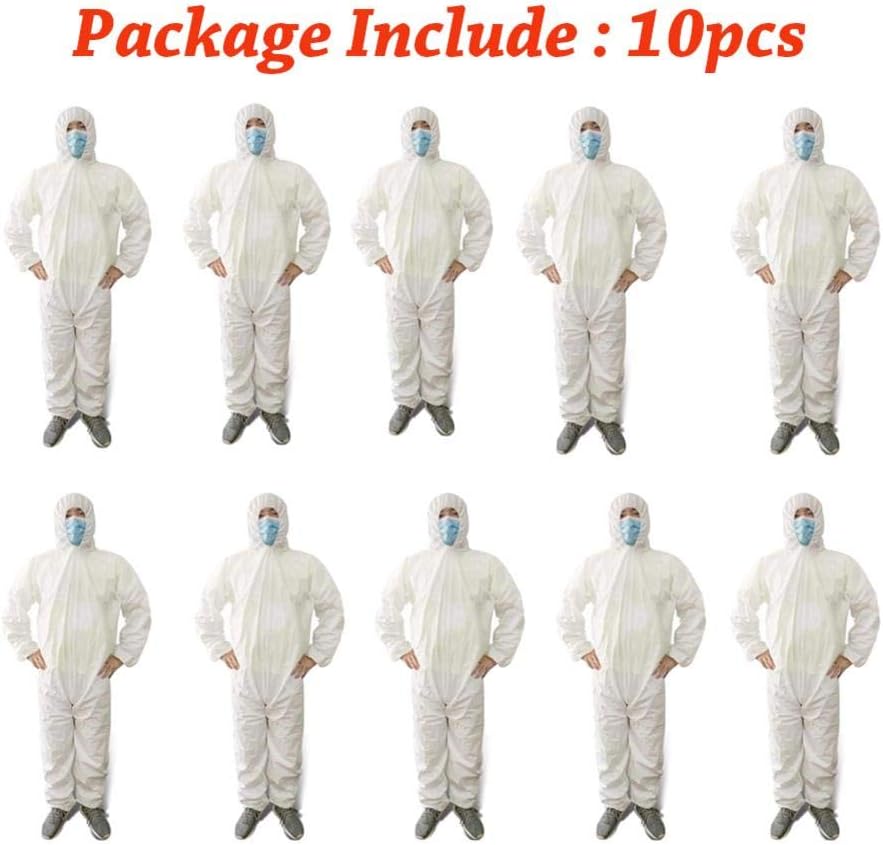 Disposable Protective Isolation Clothing,Elastic Wrist and Hood Tyvek Coverall Suit,Anti-Fog Protection Gown for Men Women,Suit for 160cm-180cm,Outdoor Coverall Cycling