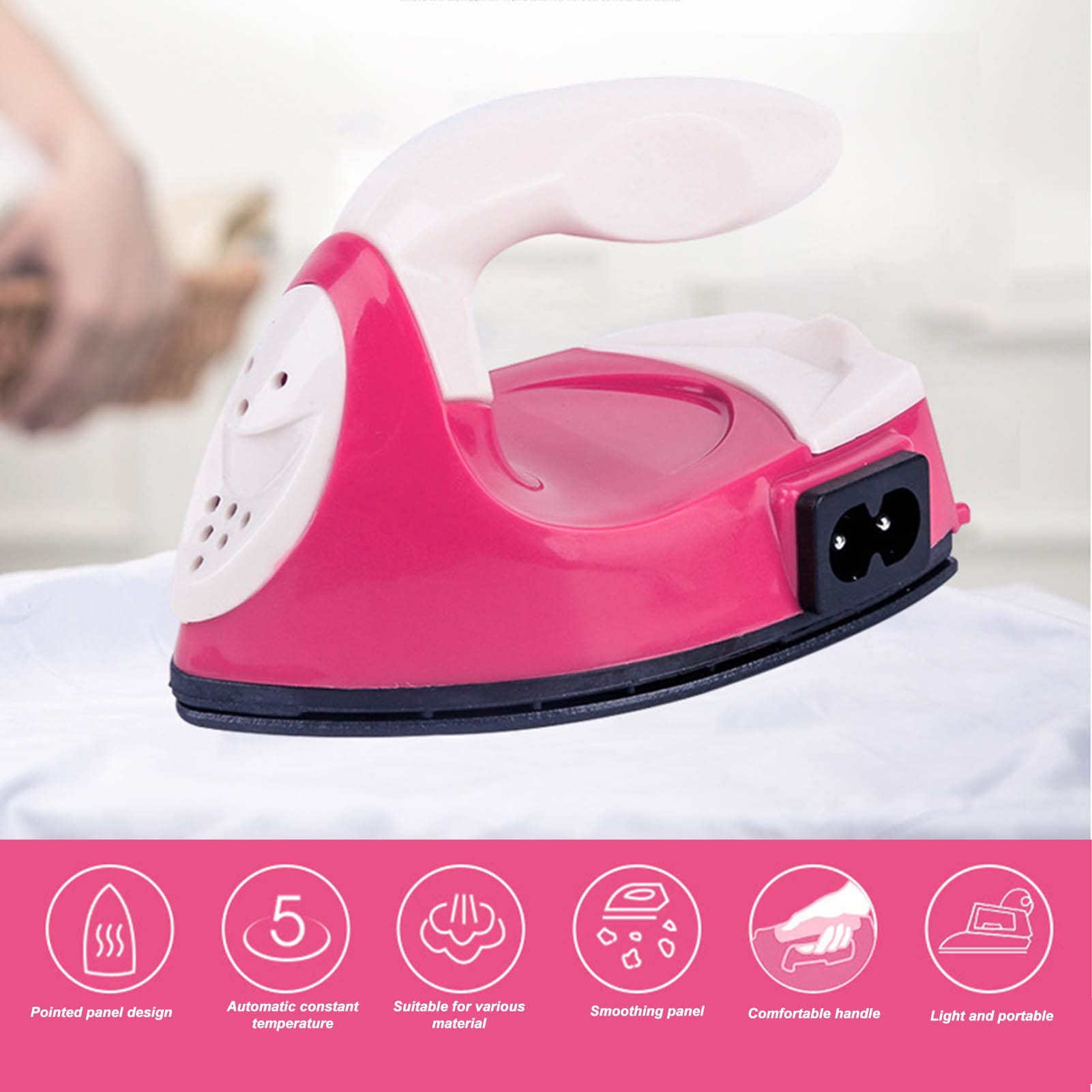 Mini Máquina de Planchado Automático de Plancha de Frondado para la Ropa Panel de Cerámica Tamaño Compacto Uso del Hogar (EU enchufe 110-240V)