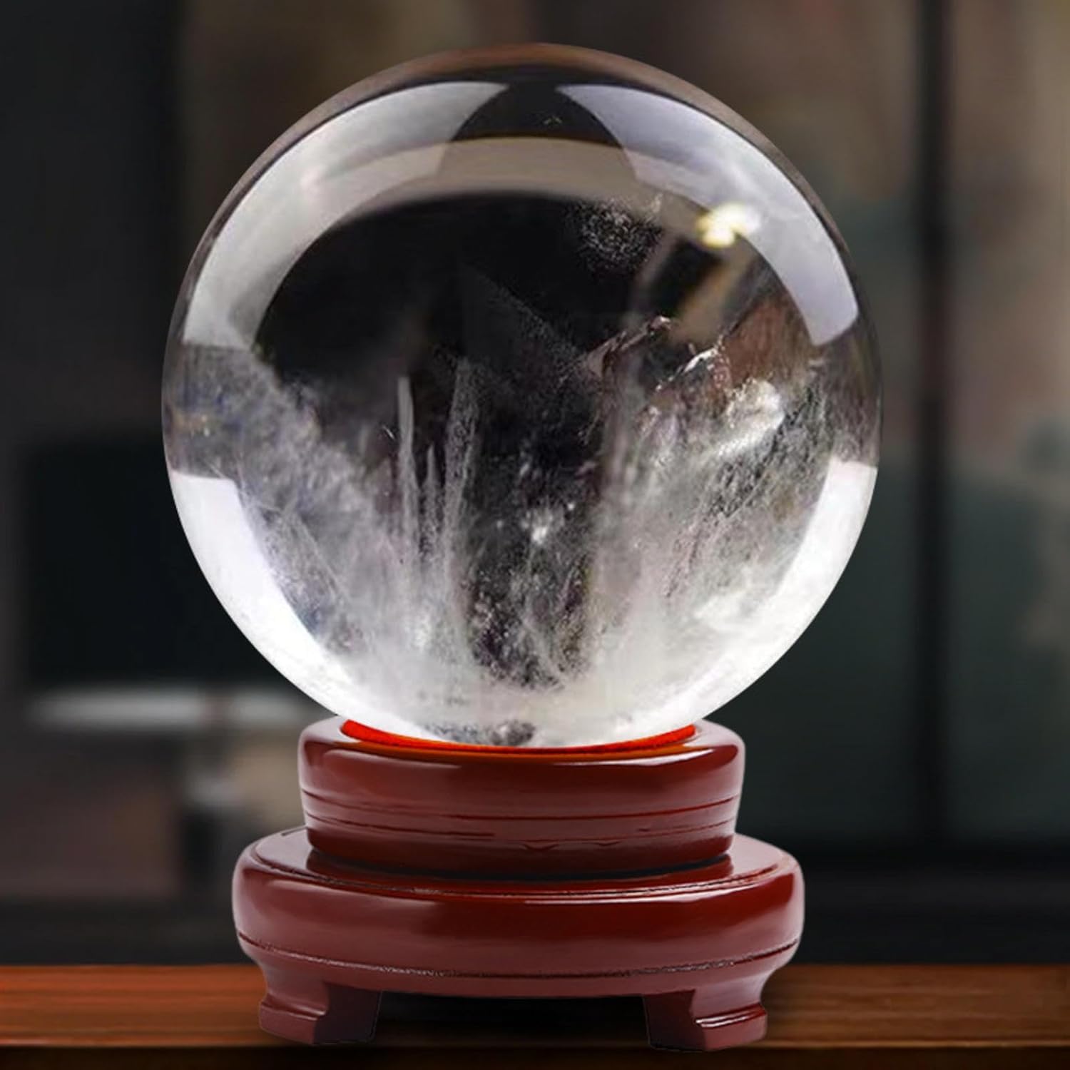 CYVXCPPGI Clear Quartz Crystal Ball with Stand Real Crystal Sphere Display Sphere Ornaments Feng Shui Crystal for Lens Ball Photography Gazing Divination Fortune,8cm/3.1in