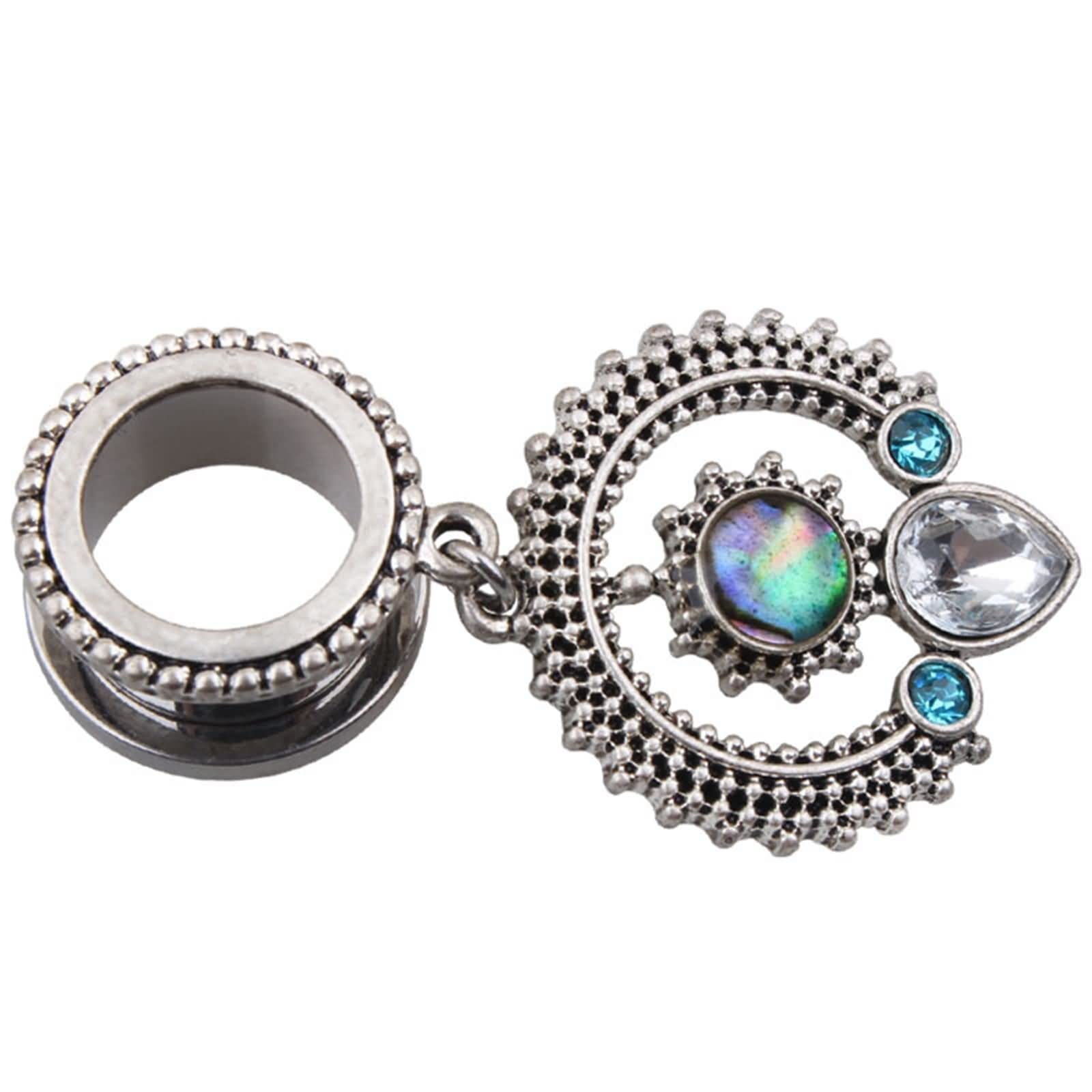 Daesar Plugs 6-20MM Edelstahl, Ohr Tunnel Set Hängend Blume mit Zirkonia Ohrringe Piercing Ohr Plug Tunnel für Damen