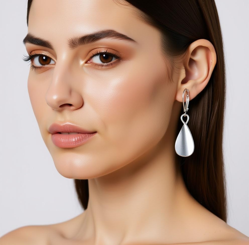 925 Sterling Dangle Earrings for Women, Hypoallergenic Teardrop Leverback Earrings, Elegant Drop Earrings Jewelry Gift for Her, Lightweight Sterling Earrings for Daily Wear - Image 3