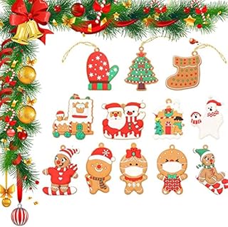 HBell Christmas Gingerbread Man Ornaments Set,12pcs Gingerbread Man Christmas Hanging Pendant Ginger Man Christmas Decorations with Strings for Christmas Tree Hanging Ornaments Xmas Tree Decor