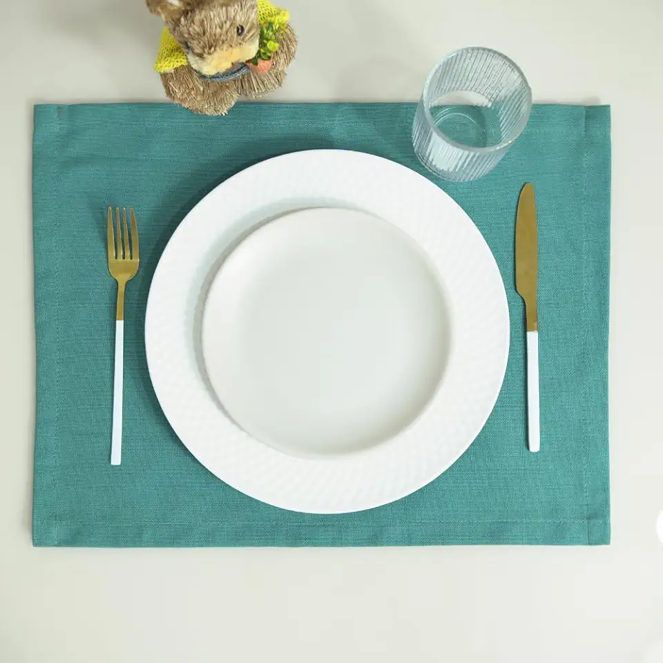 Kit Jogo Americano em Linho Premium – Sousplat Retangular 60X40 – Elegante para Jantar, Almoço, Café, Decoração Mesa Posta Páscoa, Dia das Mães, Aniversário (Verde)