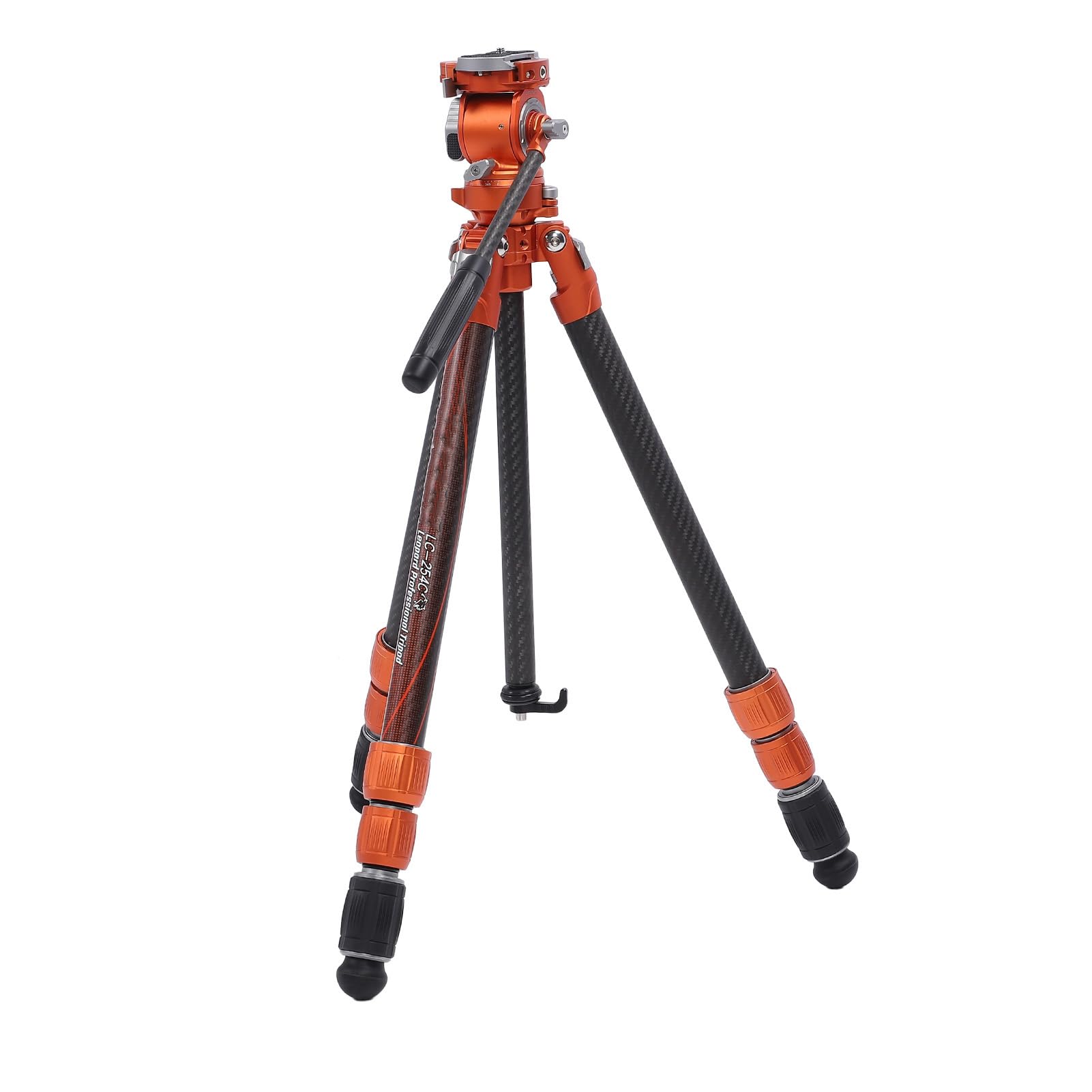 Trípode Ligero de Fibra de Carbono de 60,83 Pulgadas con Cabezal Fluido, Cabezal Panorámico de Bola para DSLR, Carga de hasta 60 Kg, Color Naranja para Vistas Panorámicas