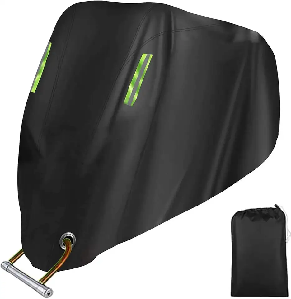 Motorcycle Cover All Season,Universal Weather Quality Waterproof Sun Outdoor Protection Scooter Shelter Tear Proof Night Reflective &amp; Lock-Holes Storage Bag Fits up to 105" Motorcycles Vehicl