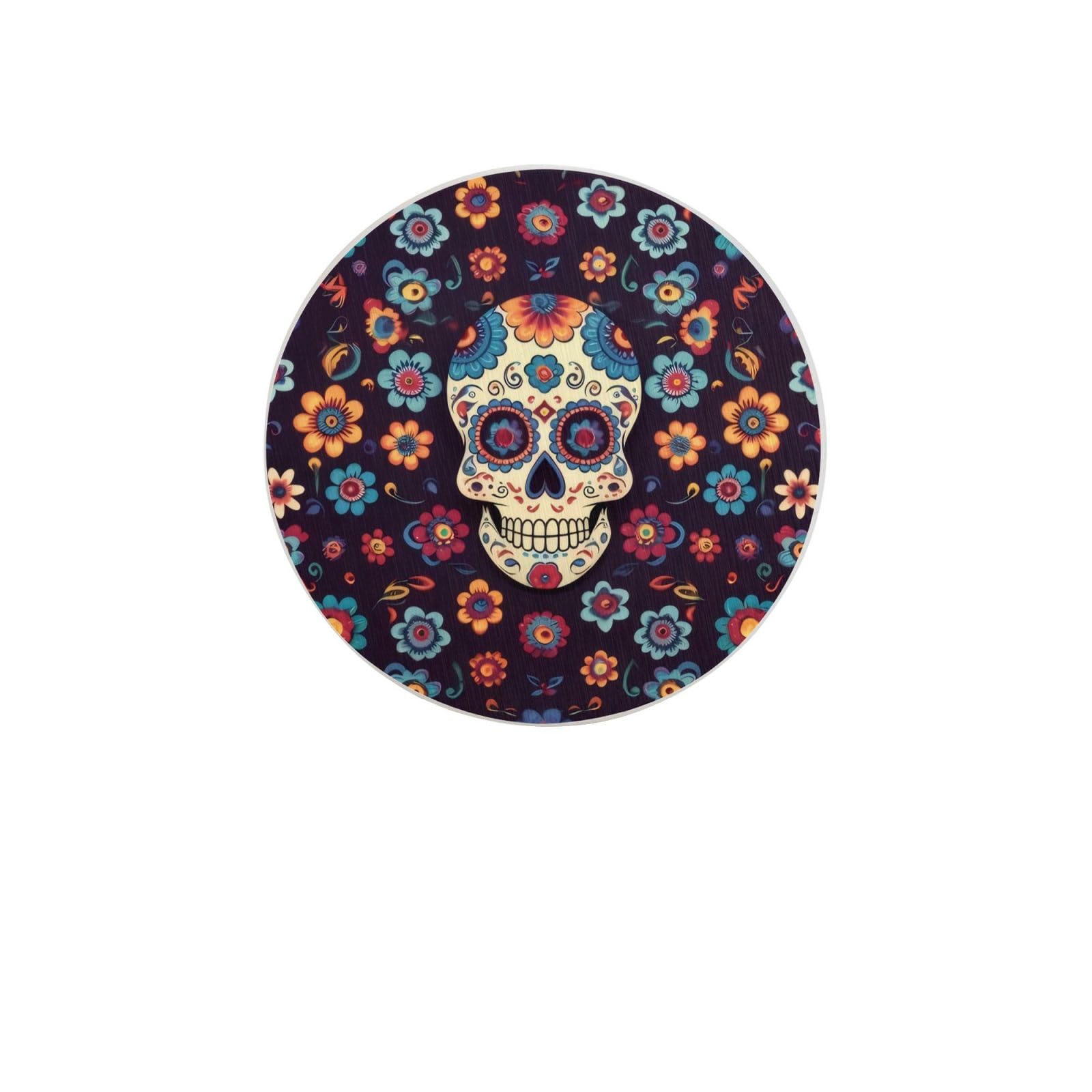 Sugar Skulls Absorbent Drink Coasters Diatomaceous Round Coaster 4 Inch Reusable Cup Coasters Set 4pc