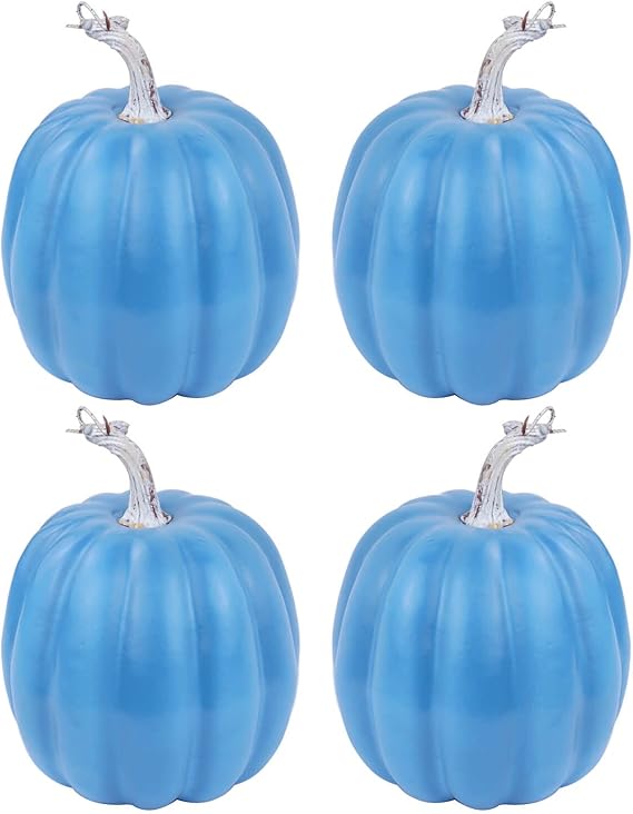 vensovo 6 Inch Large Blue Pumpkins for Decorating 4PCS