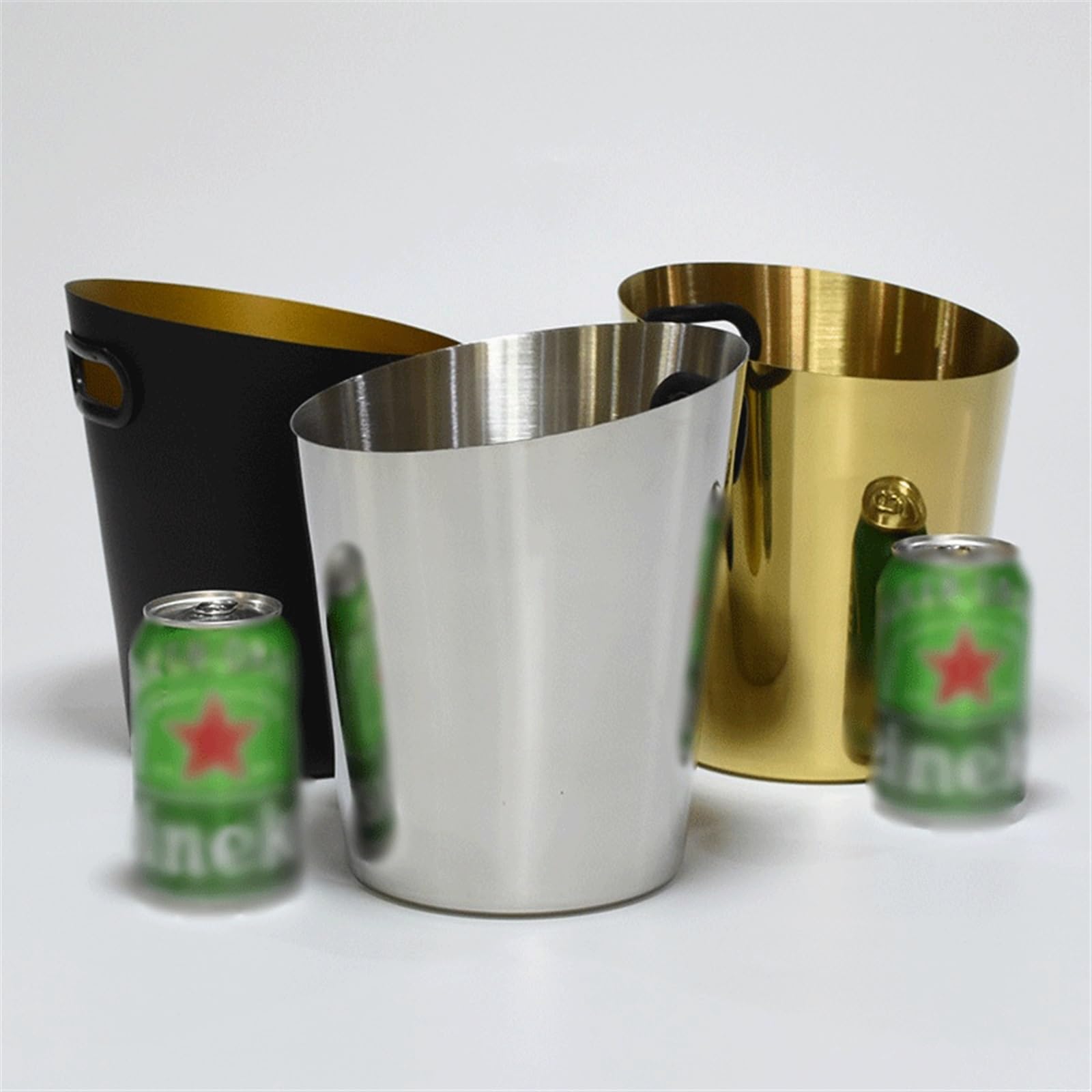 Cubo de Hielo Enfriador de Cubos Hielo Acero Inoxidable, Accesorios for Bar vinos y Whisky, Enfriador champán Cubo de Hielo frío para Barra(Silver)