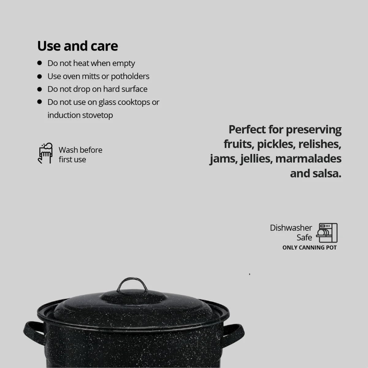21.5 Quart Water Bath Canner - Large Food Grade Enamel Canning Pot with Rack, Heavy-Duty Canning Supplies for Jam, Salsa, Pickles, Fruits & Vegetables