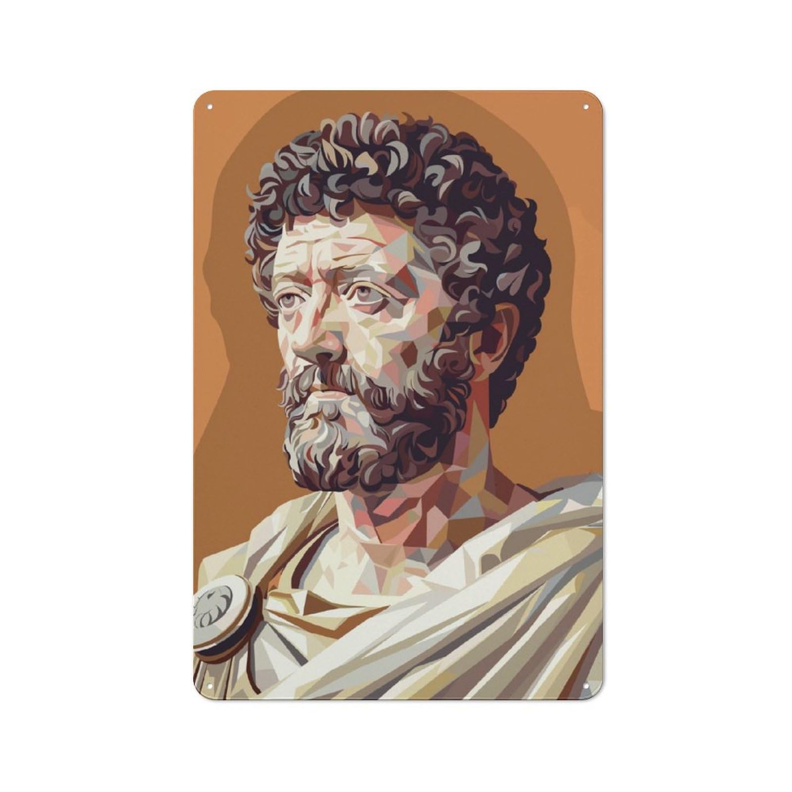 Junmoney Marcus Aurelius Low Poly Vintage Tin Sign 30X20cm With For Dining Room Or Kitchen, For Vintage Wall Decor Fans, For Metal Sign Collectors