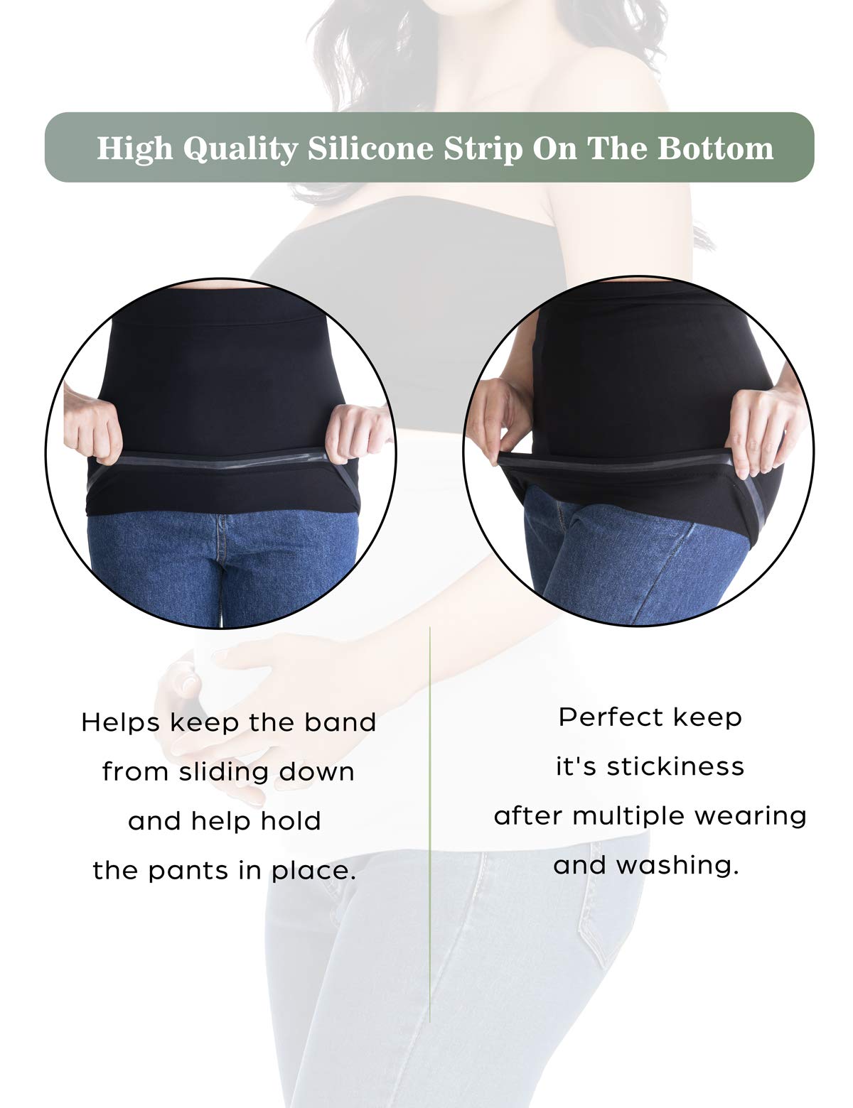 Bauchband für die Schwangerschaft mit 2 Taillenverlängerungen für alle Phasen der Schwangerschaft, nach der Geburt, weiche Adominalunterstützung, Schwarz + Weiß, 4
