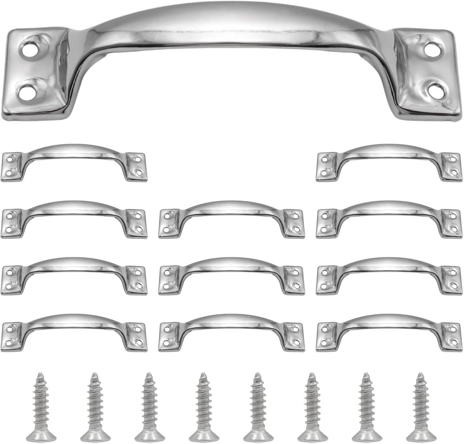 12Pcs 4.76"/121mm Stainless Steel Gate Handles, 4.76 Inch Silver Garage Door Handles, Screen Door Handle, Shed Door Handle for Outdoor Wooden Fences