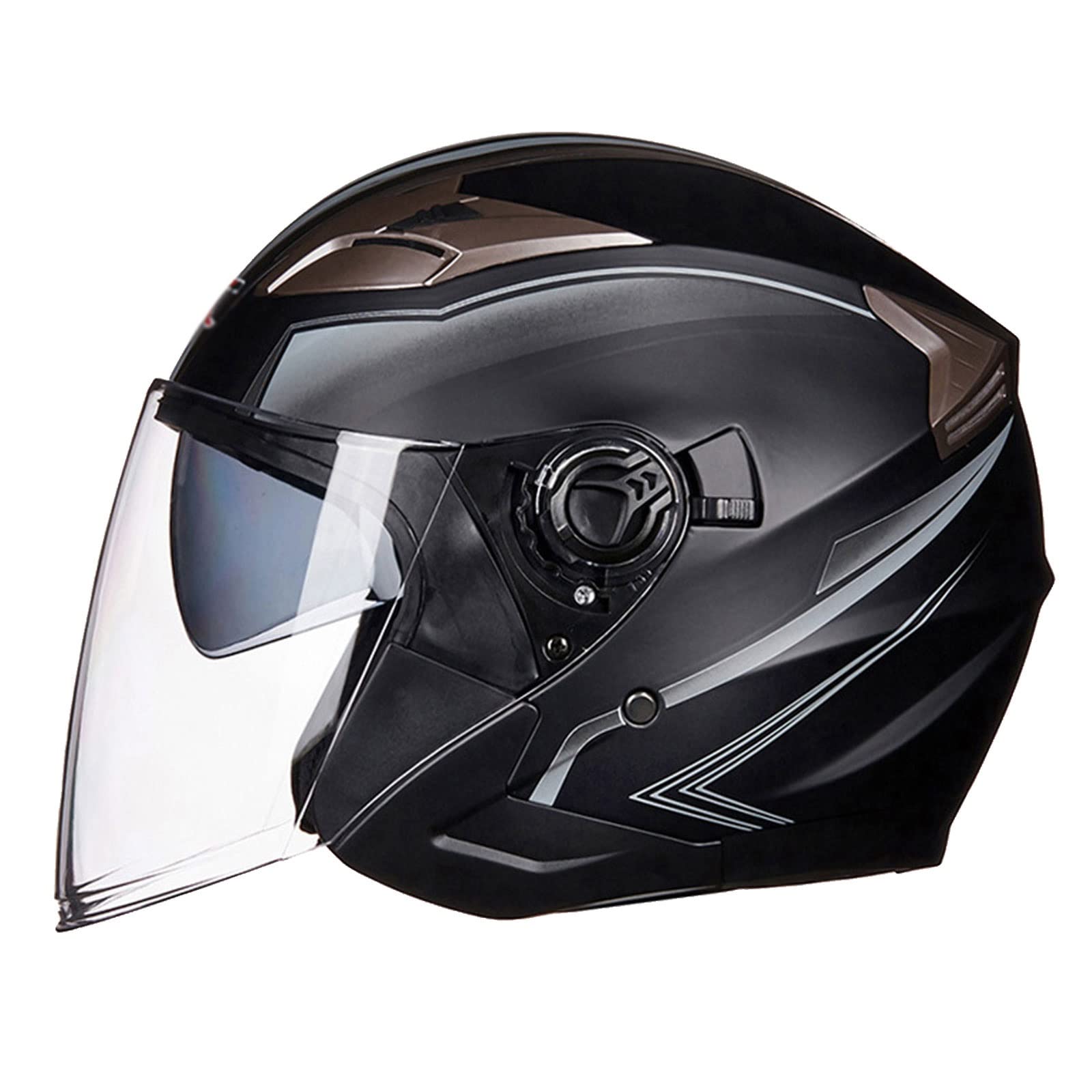Unisex-dorosły półkask motocyklowy, kask motocyklowy retro 3/4 z otwartą twarzą z podwójnym wizjerem, zatwierdzony przez DOT nowatorski kask odrzutowy do skutera motorowerowego ATV
