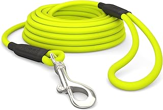 5m Schleppleine Hunde, Wasserfeste Hundeleine Rundleine mit Handschlaufe, Robuste Freilauf-Trainingsleine Neon-Gelb, bis 35kg