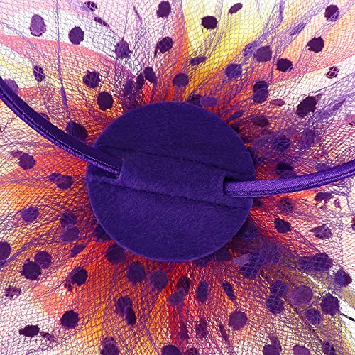 Image of DRESHOW Fascinators Hat Flower Mesh Ribbons Feathers on a Headband and a Clip Tea Party Headwear for Girls and Women