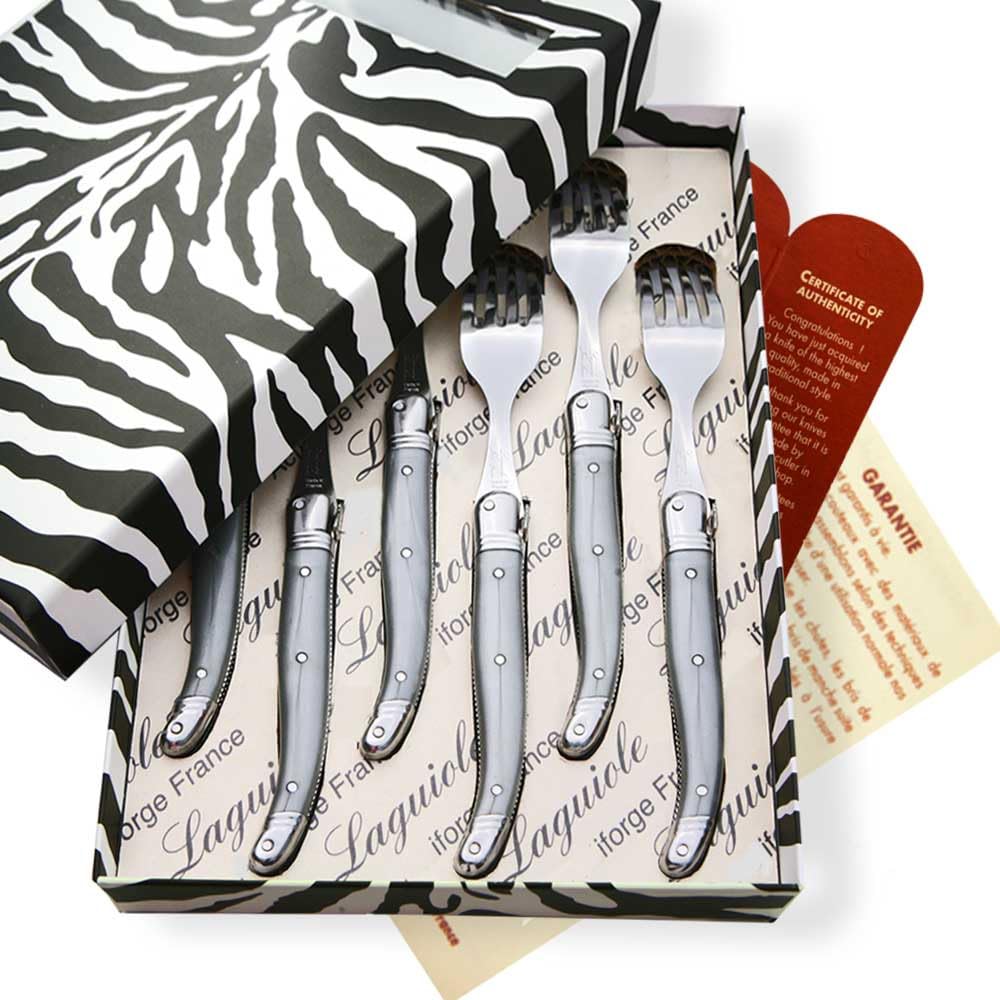 Coffret de 6 fourchettes laguiole ABS de couleur grise